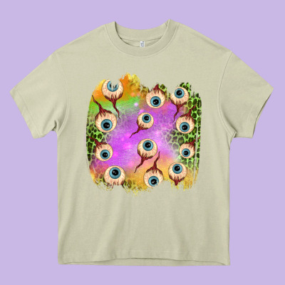 Eyes Leopard Halloween Patch Heavy Core Tee Designed By Bundleandbundleshop