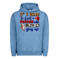 Pigment Pebble Blue It's Hard To Beat A Person Who Never Gives Up Urban Hoodie - BundleAndBundleShop