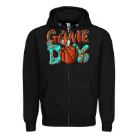 Black Game day leopard basketball Zipper Hoodie - NancyCooperArtShop