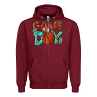 Burgundy Game day leopard basketball Zipper Hoodie - NancyCooperArtShop
