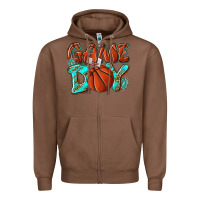 Chestnut Game day leopard basketball Zipper Hoodie - NancyCooperArtShop