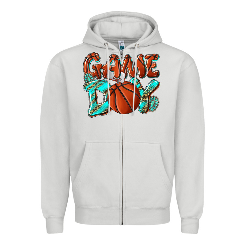 Game Day Leopard Basketball Zipper Hoodie by NancyCooperArtShop | Teevron