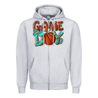 Heather Grey Game day leopard basketball Zipper Hoodie - NancyCooperArtShop