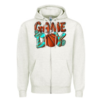 Oatmeal Heather Game day leopard basketball Zipper Hoodie - NancyCooperArtShop