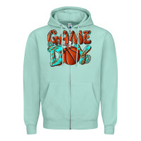 Seafoam Game day leopard basketball Zipper Hoodie - NancyCooperArtShop