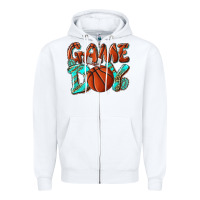 White Game day leopard basketball Zipper Hoodie - NancyCooperArtShop