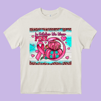 In October We Wear Pink Heavy Core Tee Designed By Jahusdesignshop