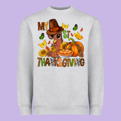 My First Thanksgiving Bbs Heavyweight Sweatshirt Designed By Bundleandbundleshop