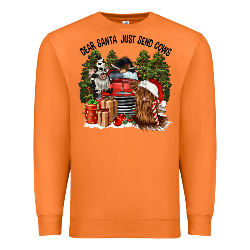 Dear Santa Just Send Cows Premium Sweatshirt by CowGirlArtShop | Teevron