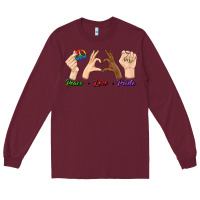 Burgundy Peace Love Pride Long Sleeve Tee - BundleAndBundleShop