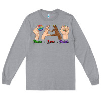 Heather Grey Peace Love Pride Long Sleeve Tee - BundleAndBundleShop