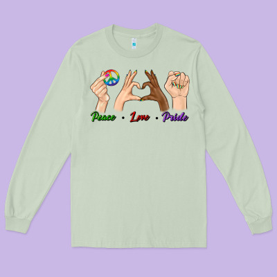 Peace Love Pride Long Sleeve Tee Designed By Bundleandbundleshop