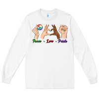 White Peace Love Pride Long Sleeve Tee - BundleAndBundleShop