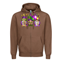 Chestnut Mardi Gras gnomes Zipper Hoodie - NancyCooperArtShop