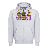 Heather Grey Mardi Gras gnomes Zipper Hoodie - NancyCooperArtShop