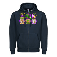 Navy Mardi Gras gnomes Zipper Hoodie - NancyCooperArtShop