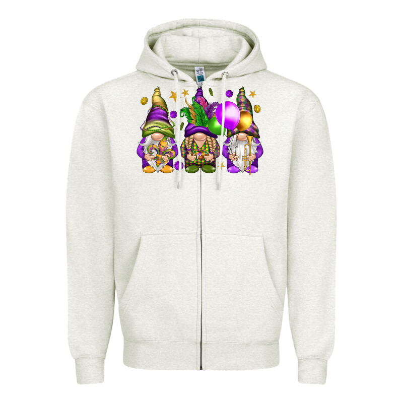 Mardi Gras Gnomes Zipper Hoodie by NancyCooperArtShop | Teevron