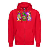 Red Mardi Gras gnomes Zipper Hoodie - NancyCooperArtShop