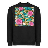 Black hair clasp and sea shells with leopard beach seamless pattern bbs Heavyweight Sweatshirt - BundleAndBundleShop