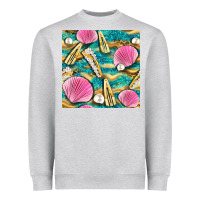 Heather Grey hair clasp and sea shells with leopard beach seamless pattern bbs Heavyweight Sweatshirt - BundleAndBundleShop