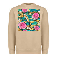 Mushroom hair clasp and sea shells with leopard beach seamless pattern bbs Heavyweight Sweatshirt - BundleAndBundleShop