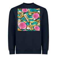 Hair Clasp And Sea Shells With Leopard Beach Seamless Pattern Bbs Heavyweight Sweatshirt | Teevron
