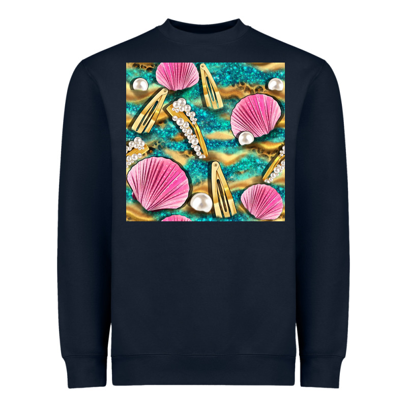 Hair Clasp And Sea Shells With Leopard Beach Seamless Pattern Bbs Heavyweight Sweatshirt by BundleAndBundleShop | Teevron