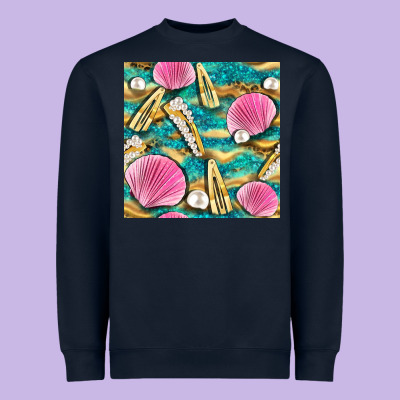 Hair Clasp And Sea Shells With Leopard Beach Seamless Pattern Bbs Heavyweight Sweatshirt Designed By Bundleandbundleshop