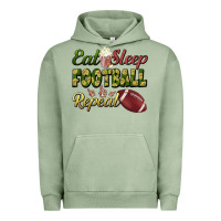Pigment Oil Green eat sleep football repeat Urban Hoodie - BundleAndBundleShop