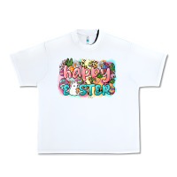 White Happy Easter Urban Heavy Tee - NancyCooperArtShop