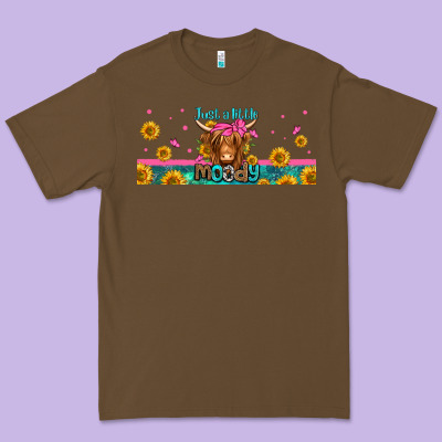 Just A Little Moody Long Haired Cow Premium Tee Designed By Jasminsmagicworld