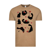 Vintage Coffee valentine cat Vintage Tee - MaliasSmallBusiness