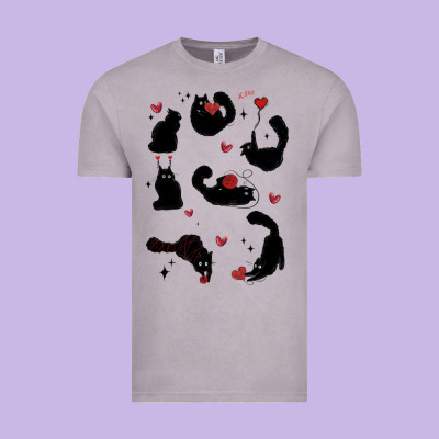 Valentine Cat Vintage Tee Designed By Maliassmallbusiness