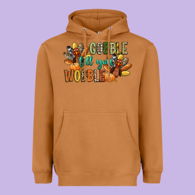 Gobble Till You Wobble Heavyweight Hoodie Designed By Cowgirlartshop