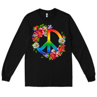 Black Peace Pride LGBTQ+ And Flowers Long Sleeve Tee - BundleAndBundleShop