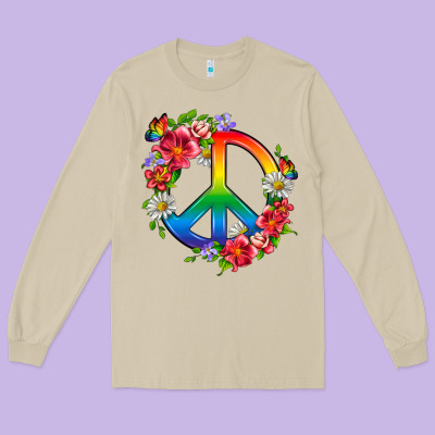 Peace Pride Lgbtq+ And Flowers Long Sleeve Tee Designed By Bundleandbundleshop