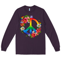 Plum Peace Pride LGBTQ+ And Flowers Long Sleeve Tee - BundleAndBundleShop