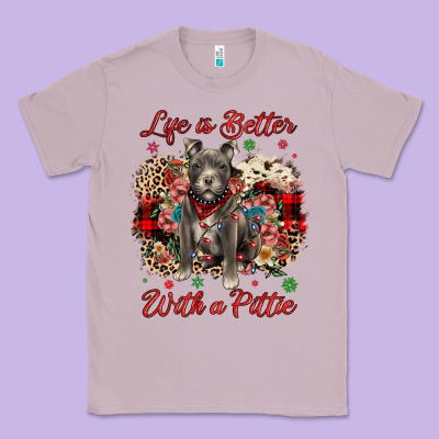 Christmas Life Is Better With A Pittie Classic Tee Designed By Jahusdesignshop