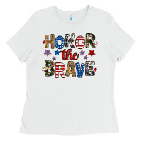 White honor the brave Ladies Tee - RanaPortraitStore