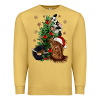 Antique Gold heifer cow gnomies christmas tree Premium Sweatshirt - CowGirlArtShop