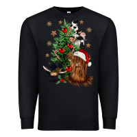 Black heifer cow gnomies christmas tree Premium Sweatshirt - CowGirlArtShop