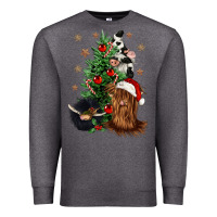 Charcoal Heather heifer cow gnomies christmas tree Premium Sweatshirt - CowGirlArtShop