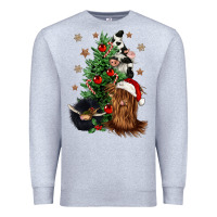 Heather Grey heifer cow gnomies christmas tree Premium Sweatshirt - CowGirlArtShop