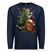 Navy heifer cow gnomies christmas tree Premium Sweatshirt - CowGirlArtShop