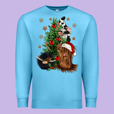 Heifer Cow Gnomies Christmas Tree Premium Sweatshirt Designed By Cowgirlartshop