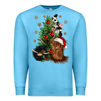 Ocean Blue heifer cow gnomies christmas tree Premium Sweatshirt - CowGirlArtShop