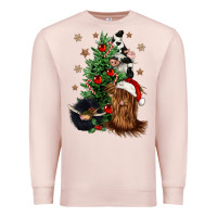 Pale Pink heifer cow gnomies christmas tree Premium Sweatshirt - CowGirlArtShop