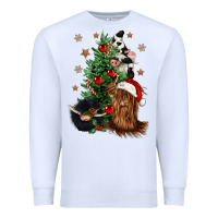 White heifer cow gnomies christmas tree Premium Sweatshirt - CowGirlArtShop