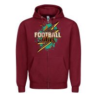 Burgundy Football vibes Zipper Hoodie - NancyCooperArtShop