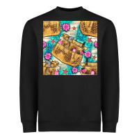 Black hairdresser apron and flowers with turquoise glitter seamless pattern  Heavyweight Sweatshirt - BundleAndBundleShop